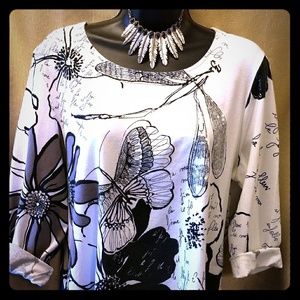 Chico's Floral Shirt W/Sequin Accent